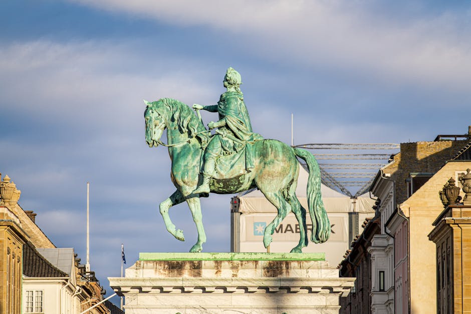 Frederick V bronze equestrian statue at Amalienborg Palace, Copenhagen.